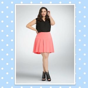 Torrid- Sunkist Coral Pleated Mini Skirt